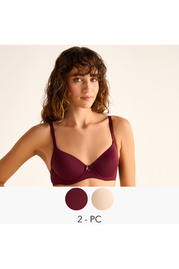 FAV Set of 2 - Wired Demi Bra with Hook and Eye Closure