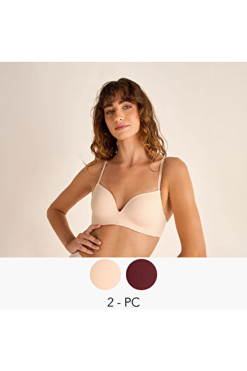FAV Set of 2 - Non-Wired Bra with Hook and Eye Closure
