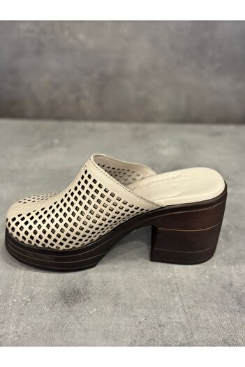Moda Arena Fashionable Handmade Genuine Leather Platform Heel Slippers