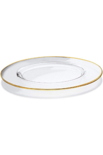 Vidivi 2-Piece Essenze High Definition Glass Charger Plate Set with Gold Rim Crystal Clear 32cm