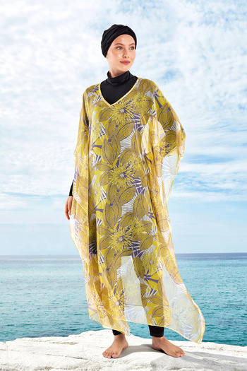 Adasea Single Pareo over Uv Protection Swimsuit Kaftan 1705 Yellow