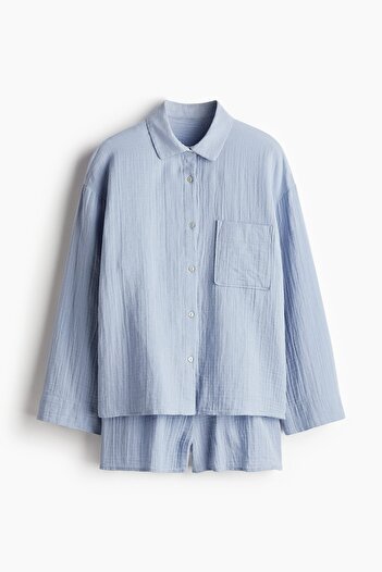 H&M Gömlek ve Şortlu Pijama Takımı