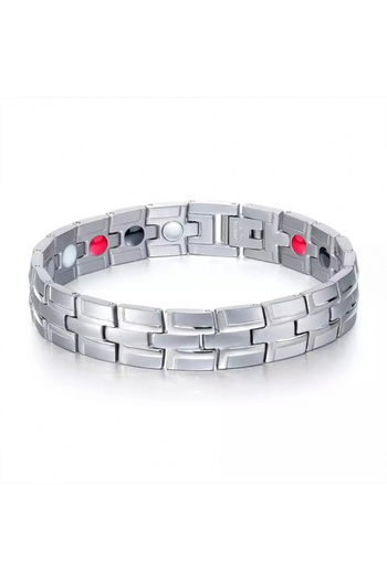 Tessero Magnetic and therapeutic bracelet for well-being and protection, stainless steel, gold plated
