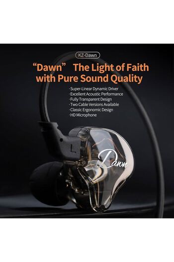 KZ KZ Dawn Earphones, Super Linear, 13mm 1DD Dynamic Driver, Powerful Bass, IEM, HD Microphone, Crystal
