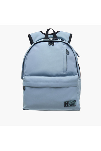 MUST Logo Applique Backpack with Adjustable Straps and Zip Closure - 32x19x42 cms