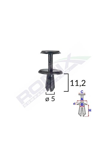 ROMİX Fastening Clips For Mercedes 5X11.2Mm - Black Set of 10 Pieces