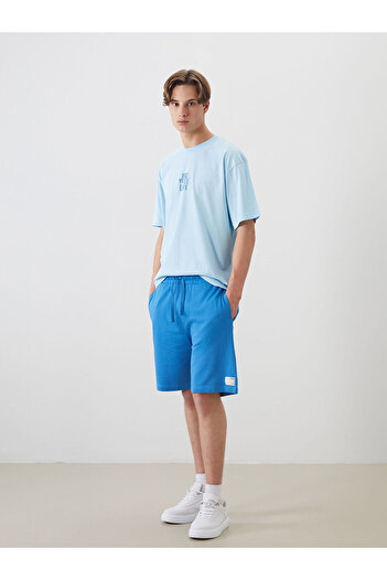 LC Waikiki Blue Standard Pattern Printed Men's Shorts