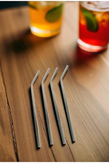 safestore 4'Lü Paslanmaz Çelik Pipet Ve Temizlik Fırçası Seti Çevre Dostu Sıfır Atık
