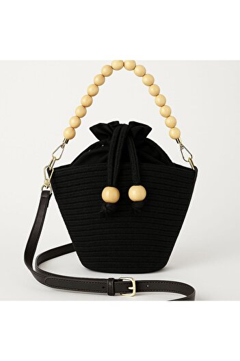 Timeless Mini Straw Bag with Handmade Bead Handle