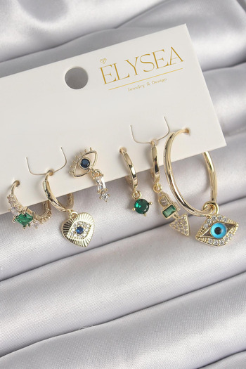 Elysea Jewelry & Design Aurum Flora Koleksiyonu Şık Elegant Küpe Kombini