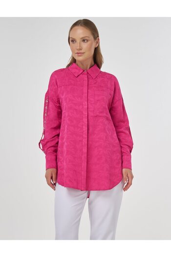 Kayra Viscose Tunic Fuchsia with Embroidery Detail