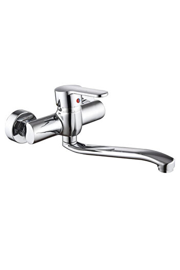 GENERAL Long neck wall-mounted kitchen mixer with a movable handle for washing large dishes