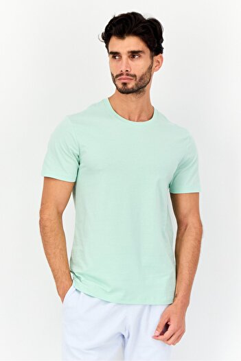 Vince Camuto Men Crew Neck Short Sleeve Plain T-Shirt, Mint Green