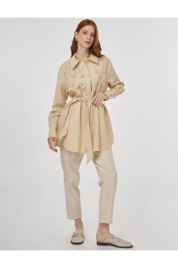 Kayra Belted Seersucker Tunic Light Yellow