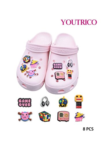 Youtrico 8pcs Fun Cartoon Jibbitz Charms for Crocs - Playful Slipper Ornament