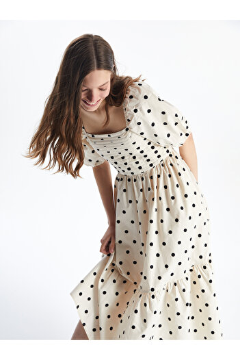 LC Waikiki Square Neck Polka Dot Poplin Dress