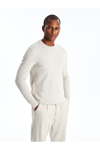 LC Waikiki Beige Crew Neck Men's Knitwear Sweater