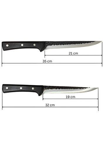 Herum Butcher knife set, wooden handle, straight blade, Black, 4 pieces