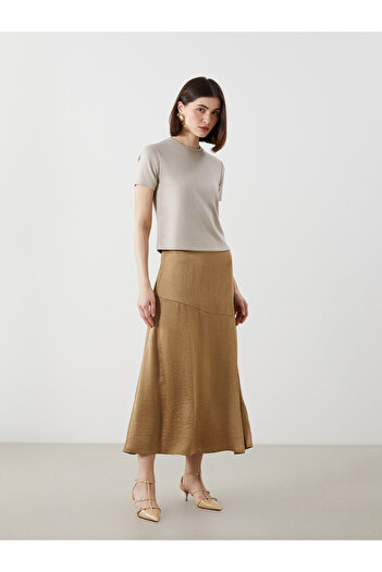 LC Waikiki Zippered Waist A-Line Satin Women's Skirt