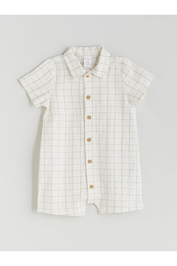 LC Waikiki Shirt Collar Striped Baby Boy Jumpsuit
