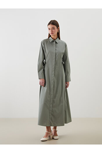 LC Waikiki Tie Waist Poplin Shirt Dress