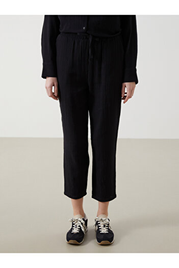 LC Waikiki Straight Muslin Women's Trousers with Elastic Waist
