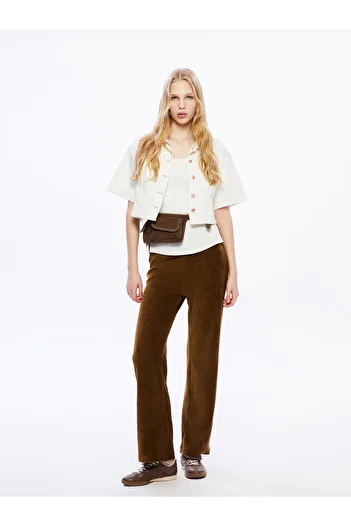 LC Waikiki Women's Velvet Pants with Elastic Waist