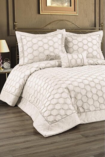 Çeyiz Diyarı Deste Filled Cotton Double Bedspread Cream