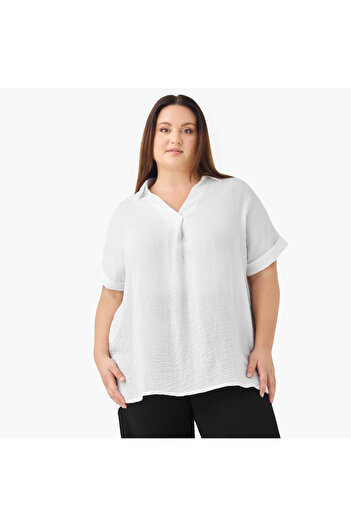 Ulla Popken Plus Size Ulla Popken Pleat Front Top