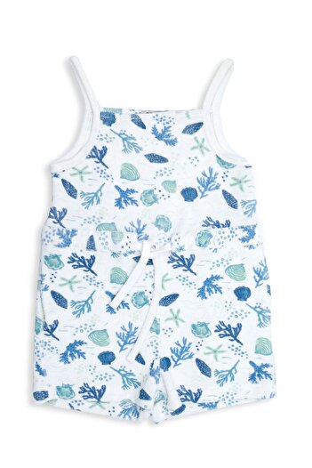 Ozmoz By Mukadder Özden Organic Towel Fabric Strap Summer Girls Shorts Jumpsuit