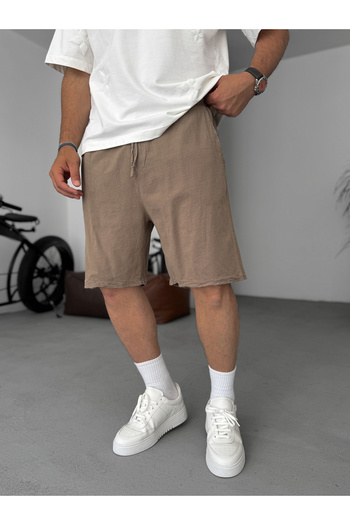 BYBASICMAN Light Brown Basic Cotton Linen Shorts V-24
