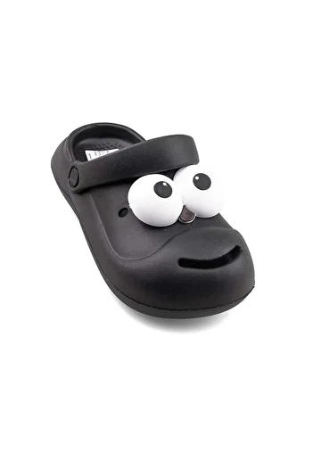İncim Black Emoji Daily Garden Seaside Beach Nursery Unisex Kids Slippers & Sandals
