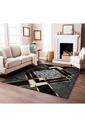 Exporgin Black Gold Line 3D Digital Printing Non-Slip Flooring Carpet