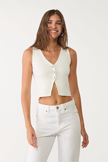 Stradivarius Knit top with buttons