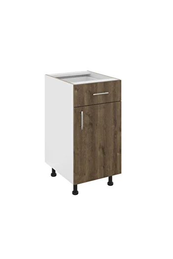 haaus.ro Haaus Karo Base Cabinet, 1 Drawer, 1 Door, Bronze/White Oak, 40 x 50 x 80 cm