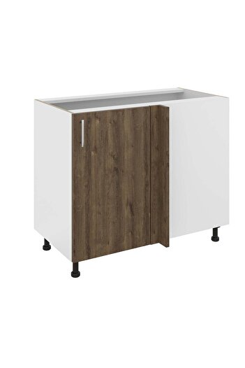 haaus.ro Corner Base Cabinet haaus Karo, Bronze/White Oak, 98 x 50 x 80 cm