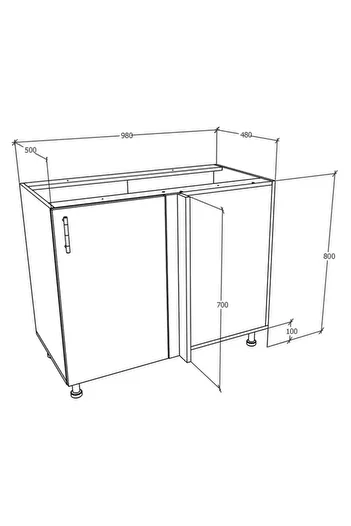 haaus.ro Corner Base Cabinet haaus Karo, Bronze/White Oak, 98 x 50 x 80 cm