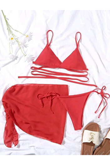 Rose Alexandra Kadın Kırmızı 3'lü Bikini Set