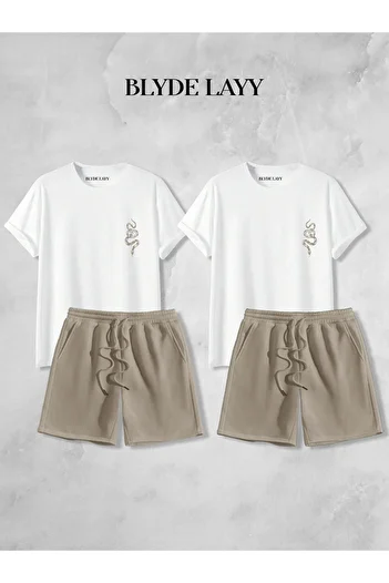 BLYDE LAYY Unisex 2-Piece Snake Printed Blyde Layy Design Lover Combination (2 Shorts - 2 T-Shirt Sets)