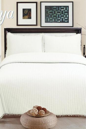 Çeyiz Diyarı Asian Fiber Filled Double 240X260 cm Bedspread Cream