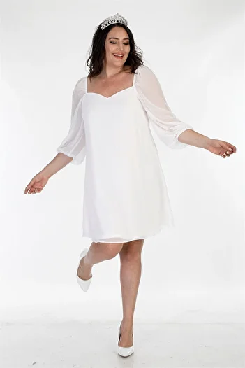 MYLİNE Lined Chiffon Princess Sleeve Dress
