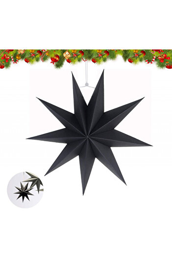 SUNSHINE Set of 3 Sunshine Christmas stars, black, paper, 30 x 30 cm