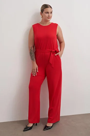 MYLİNE Knitted Jumpsuit with Window Detail and Pockets