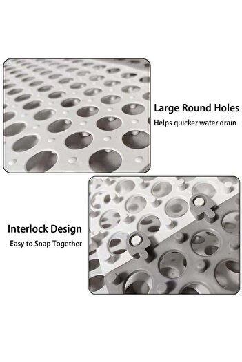 COOYA Non Slip Drainage Floor Tiles,12 Pack Interlocking Bath Floor Mat, 30x30cm Shower Mat with Holes