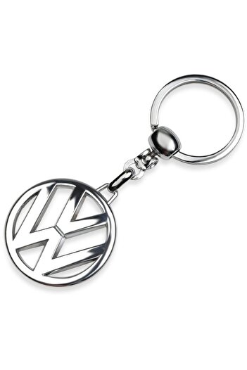 Store Metal Car Keychain with Volkswagen Logo - Chrome Plated