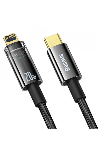Baseus Silicone data cable Type-C to Lightning, 20W, 2m, Explorer (CATS000101) - Black