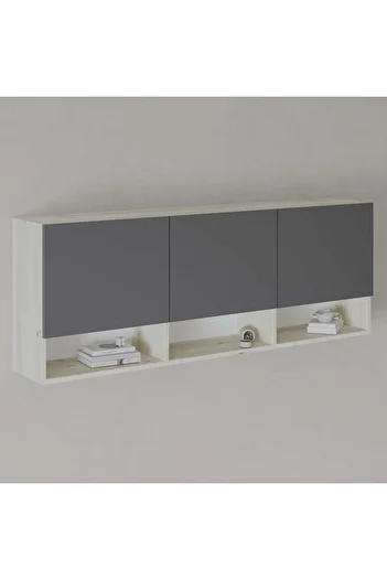haaus.ro haaus Malmo wall cabinet, 3 doors, White Oak/Anthracite, 164 x 27 x 60 cm