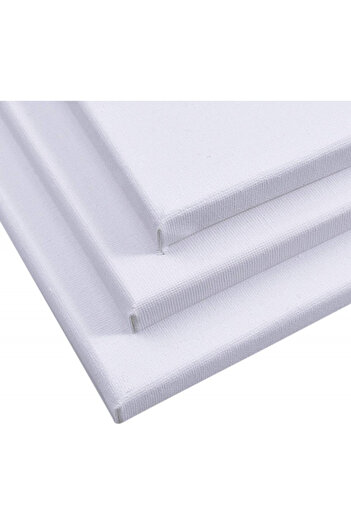 Chstarina Set of 3 canvases with Chstarina frame, wood/cotton, white/natural, 15/25/30 cm