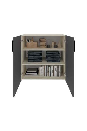 haaus.ro Comoda haaus Malmo, 2 Usi, Stejar Alb/Antracit, 81 x 42 x 80 cm