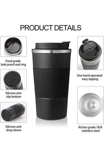 COOYA 510ml Insulated Coffee Travel Mug,6 Pack,Stainless Steel Vacuum Insulation Tumbler